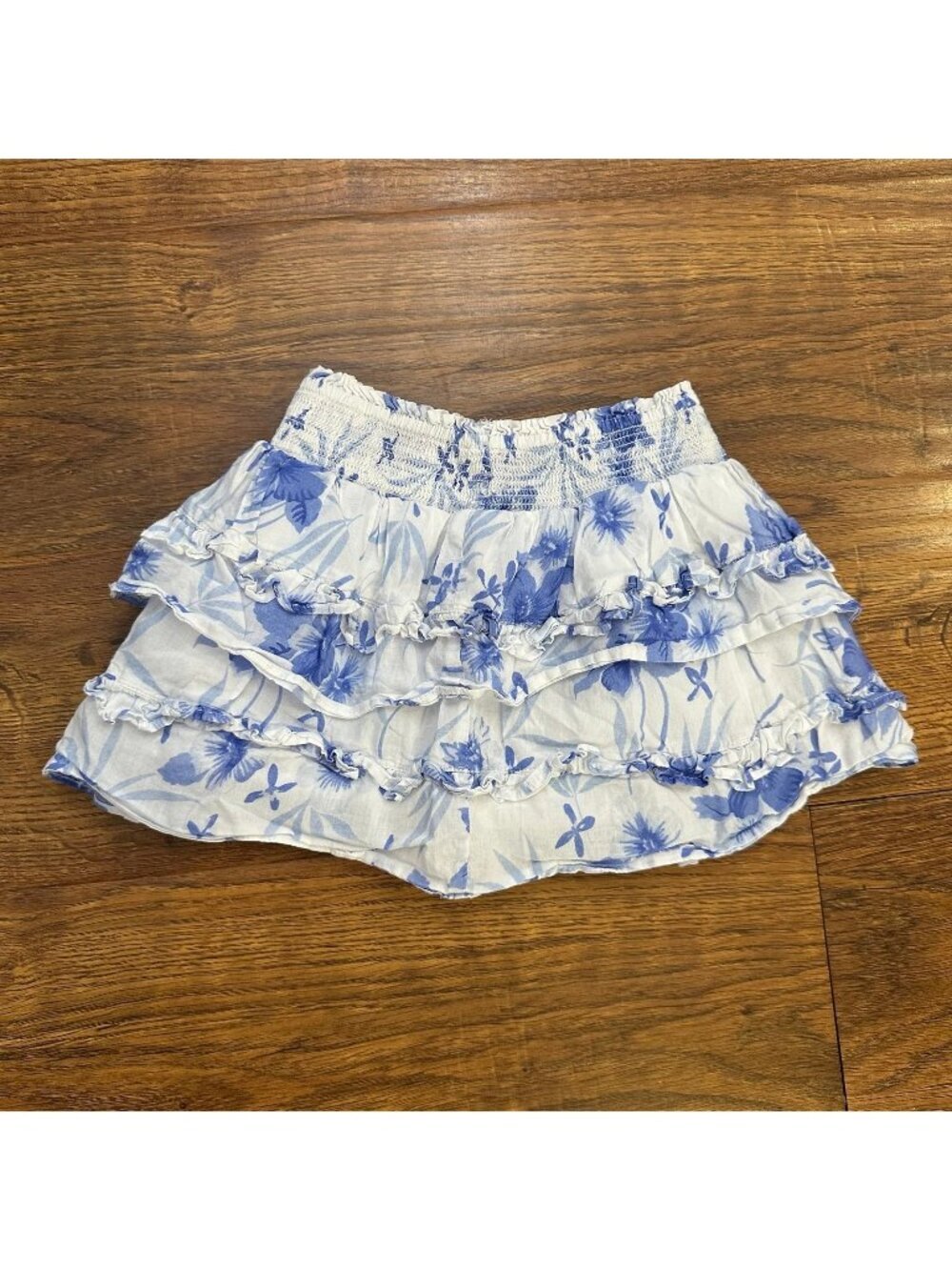 Loveshackfancy tiered ruffle floral mini skirt